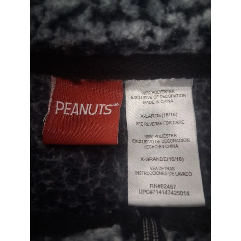 Peanuts Snoopy Women’s XL Gray Sherpa Fleece Quarter Zip Pullover Red Heart